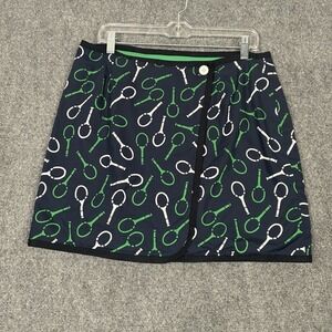 Brooks Brothers Reversible Tennis Skirt US‎ 12 Blue Green Tennis Racket Chipmunk